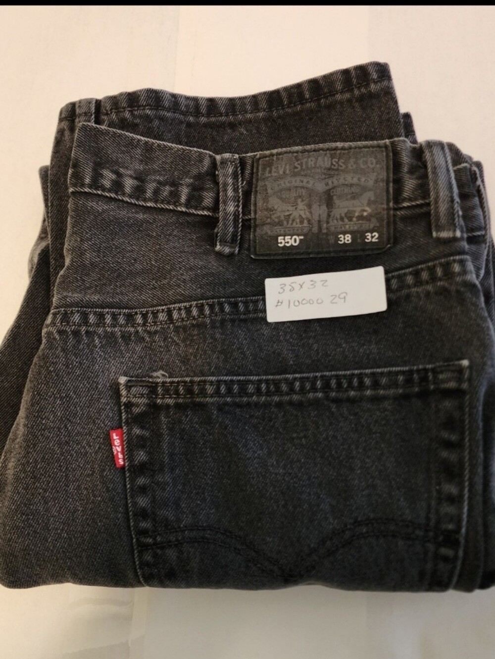 Levis 550 Jeans Stone Washed Denim Black Relaxed Fit  Mens   38W x 32L